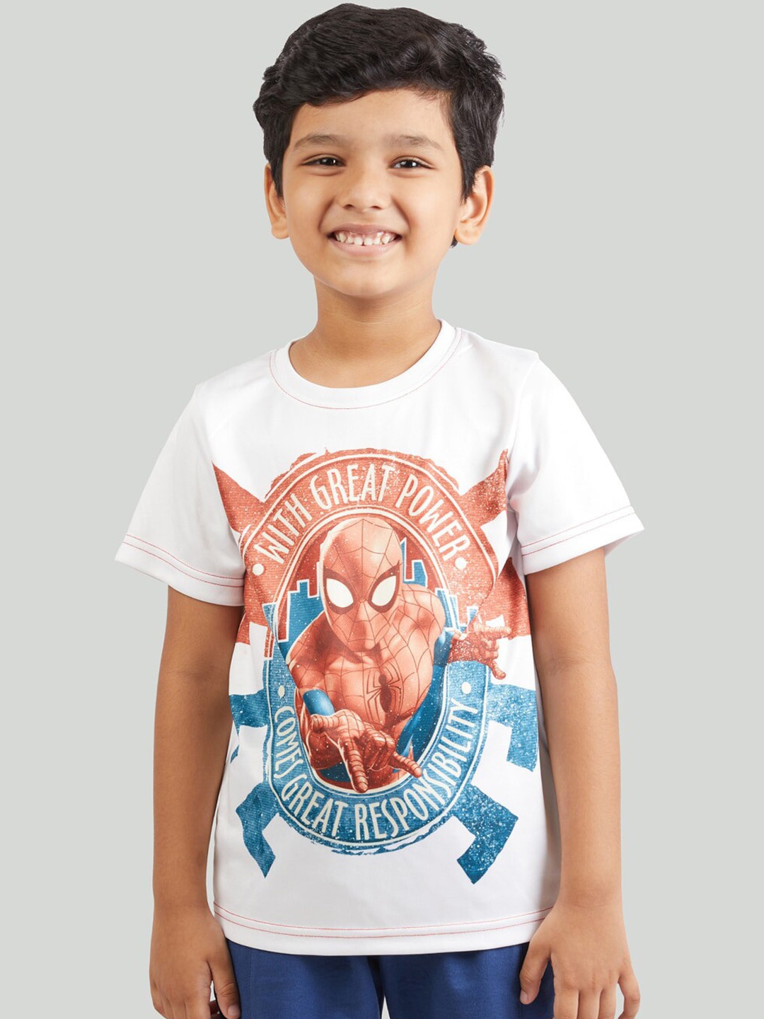 

Zalio Boys White Spiderman Printed T-shirt