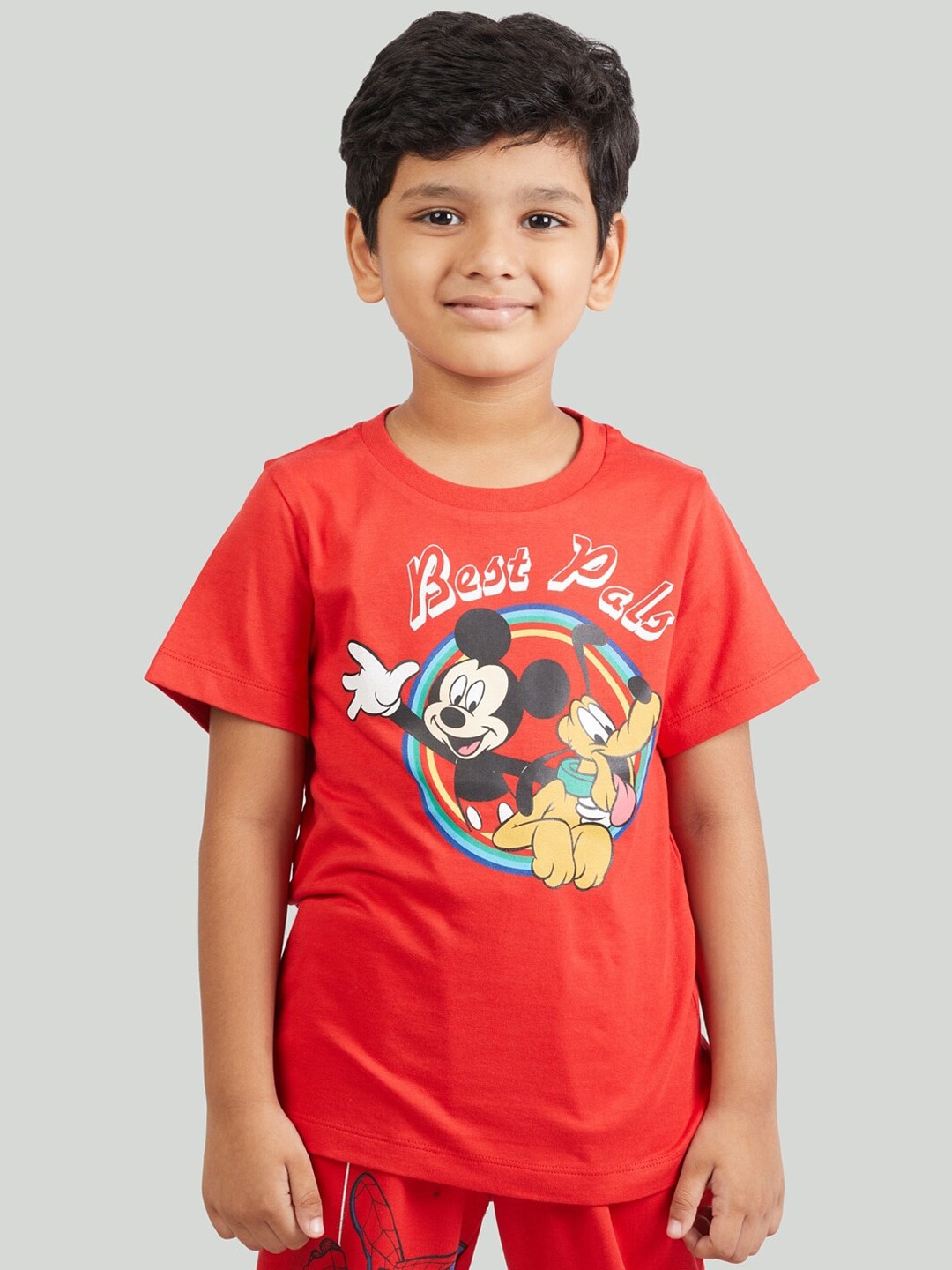 

Zalio Boys Red Mickey Mouse Printed T-shirt