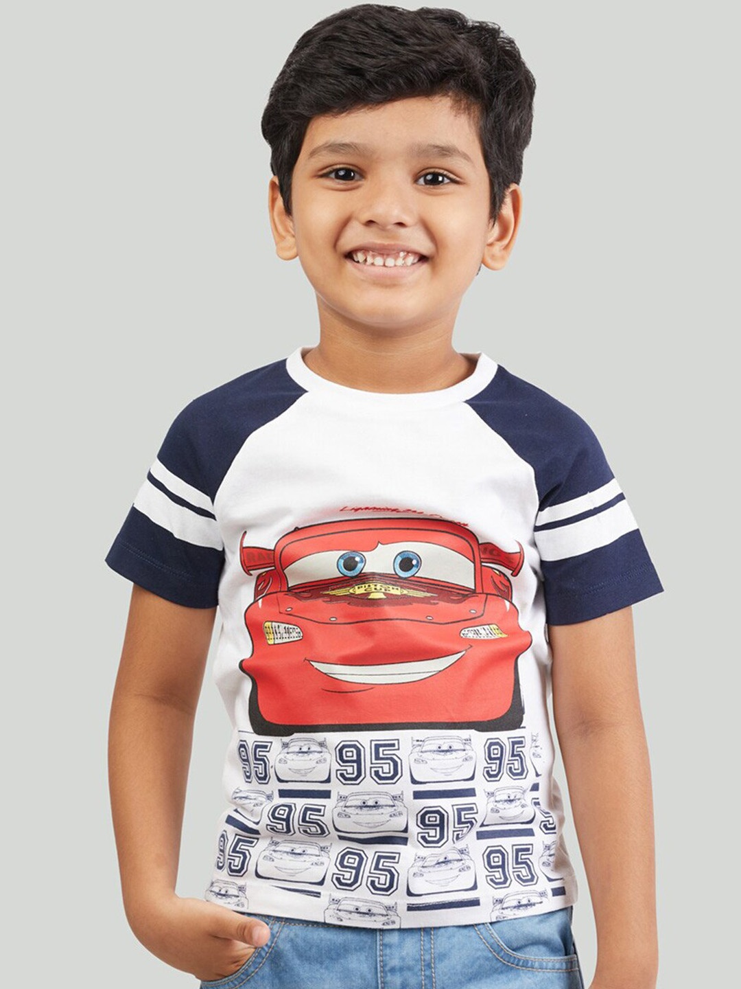 

Zalio Boys White Pixel Car Printed T-shirt