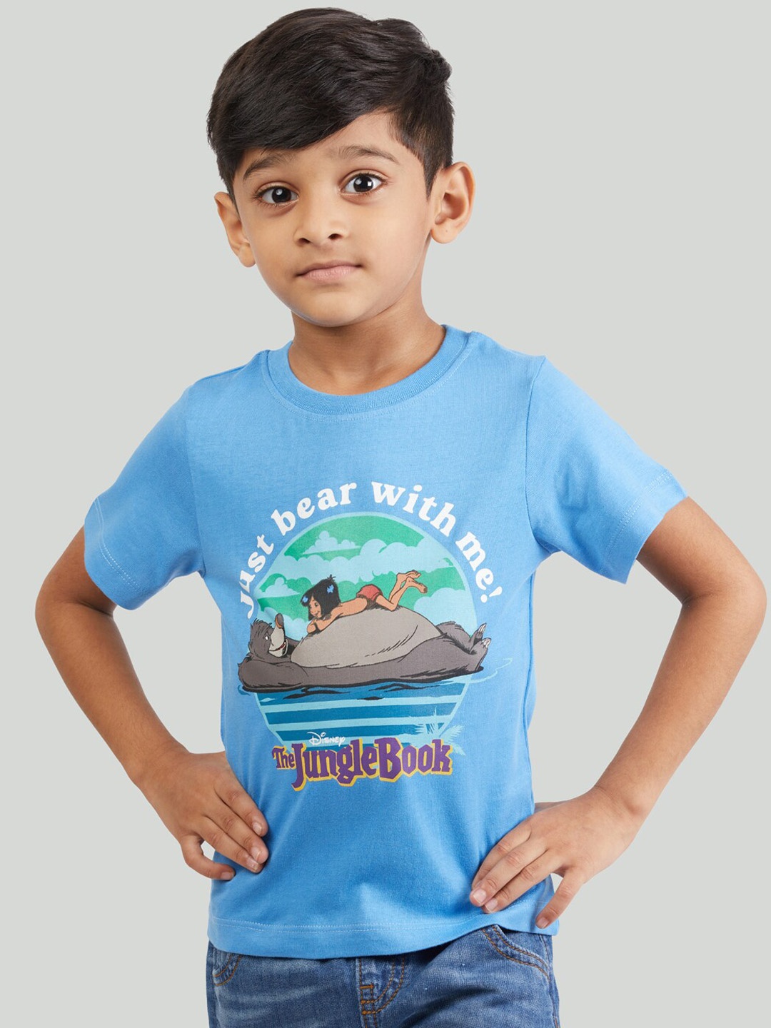 

Zalio Boys Blue Disney Jungle Book Printed T-shirt