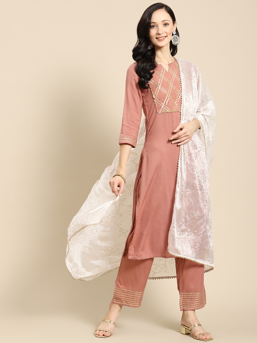 

Saadgi White Mukaish Handwork Gotta Patti Dupatta
