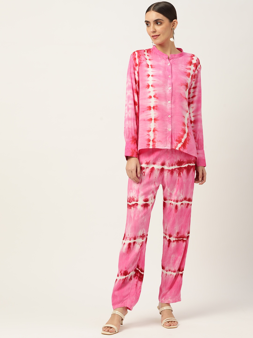 

Maaesa Women Pink & White Tie & Dyed Co-Ords