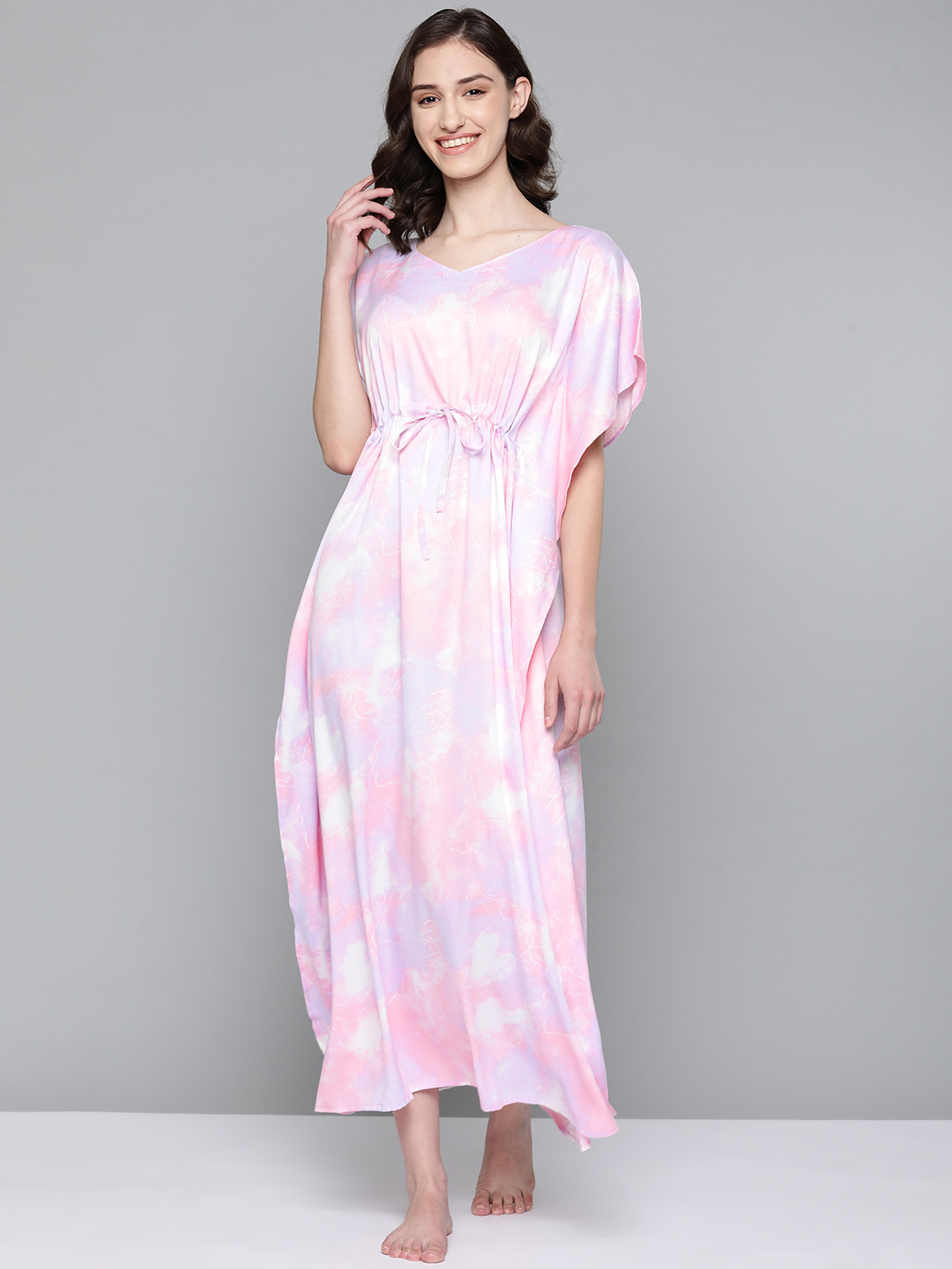 

HERE&NOW Pink Printed Maxi Nightdress