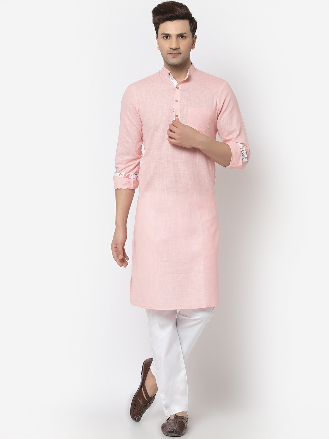

Chitwan Mohan Men Pink Kurta with Salwar