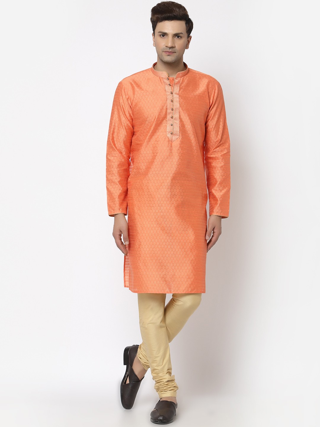 

Chitwan Mohan Men Peach-Coloured Kurta with Churidar