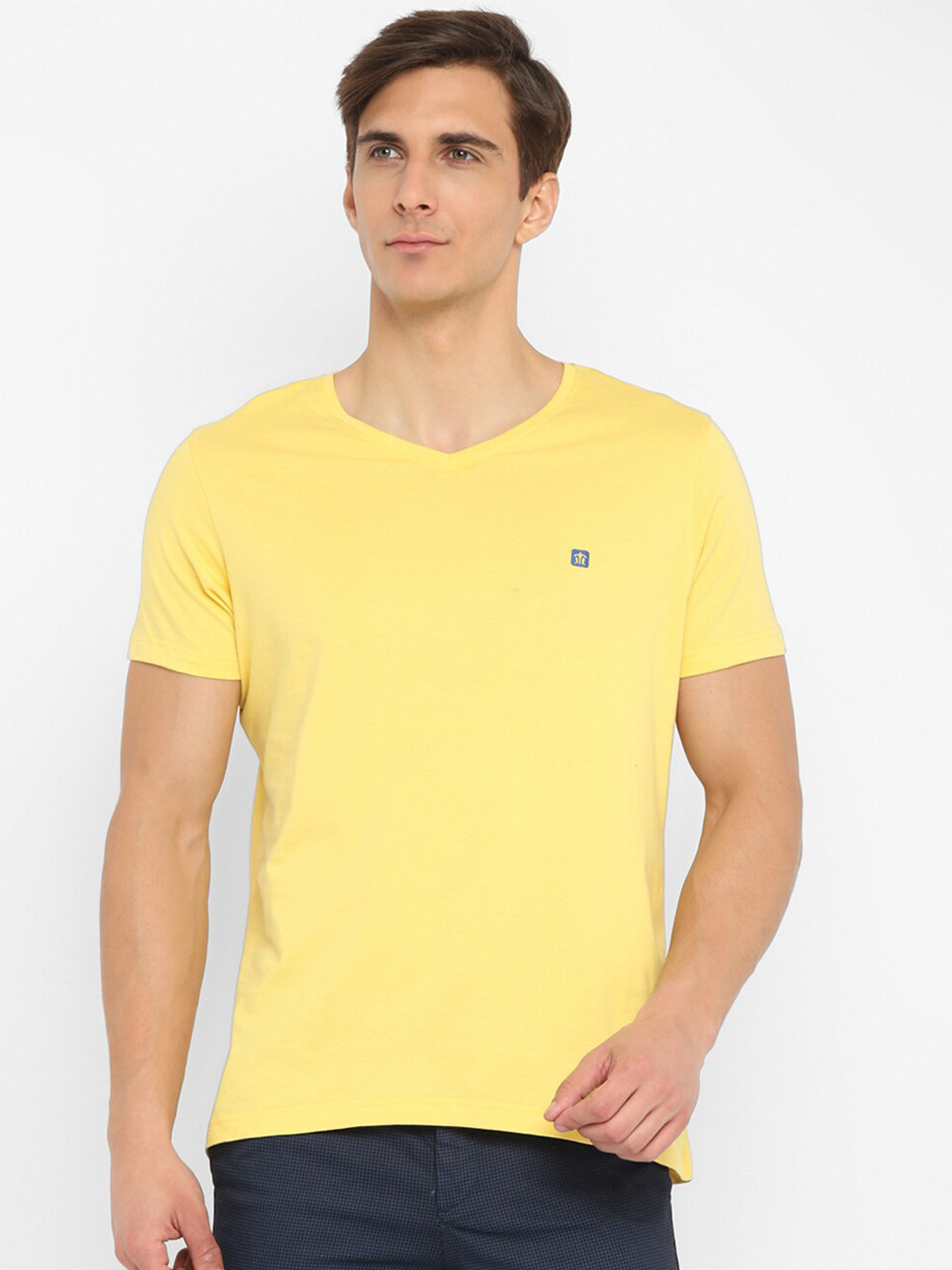 

Turtle Men Yellow V-Neck Slim Fit T-shirt
