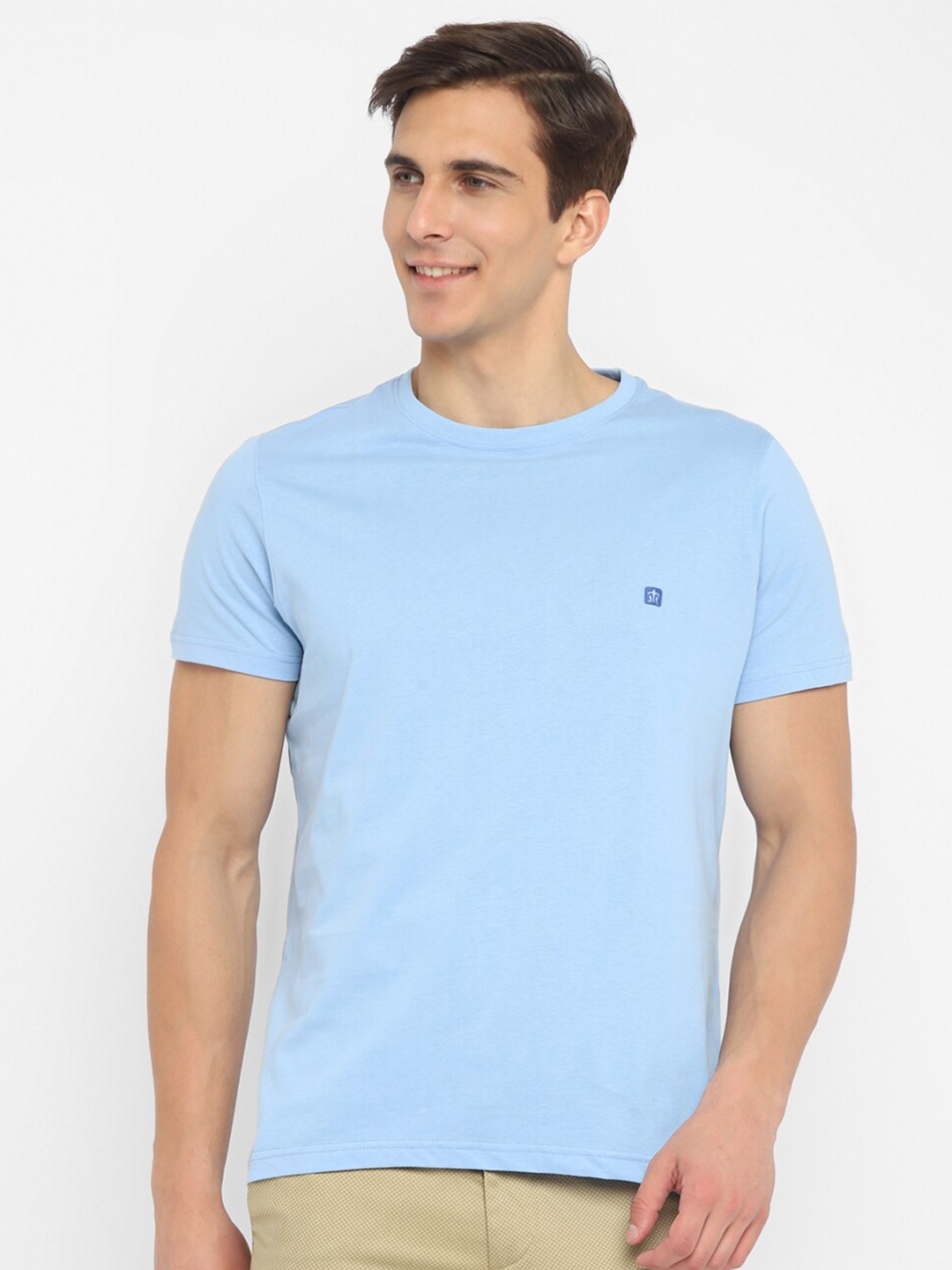 

Turtle Men Blue Pure Cotton Slim Fit T-shirt