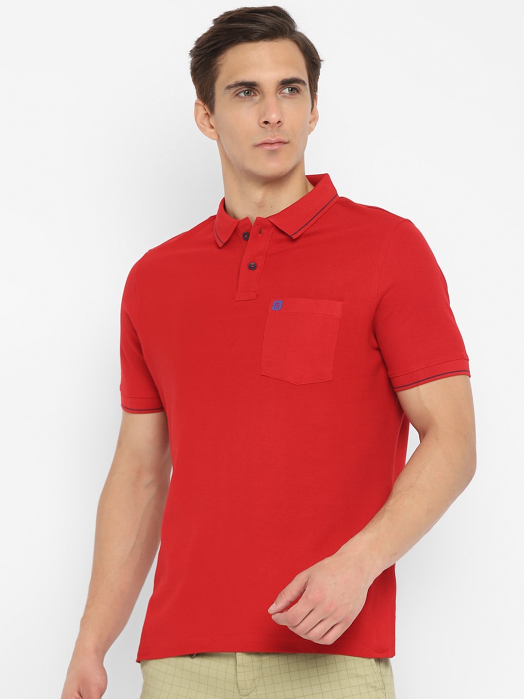 

Turtle Men Red Polo Collar Slim Fit T-shirt