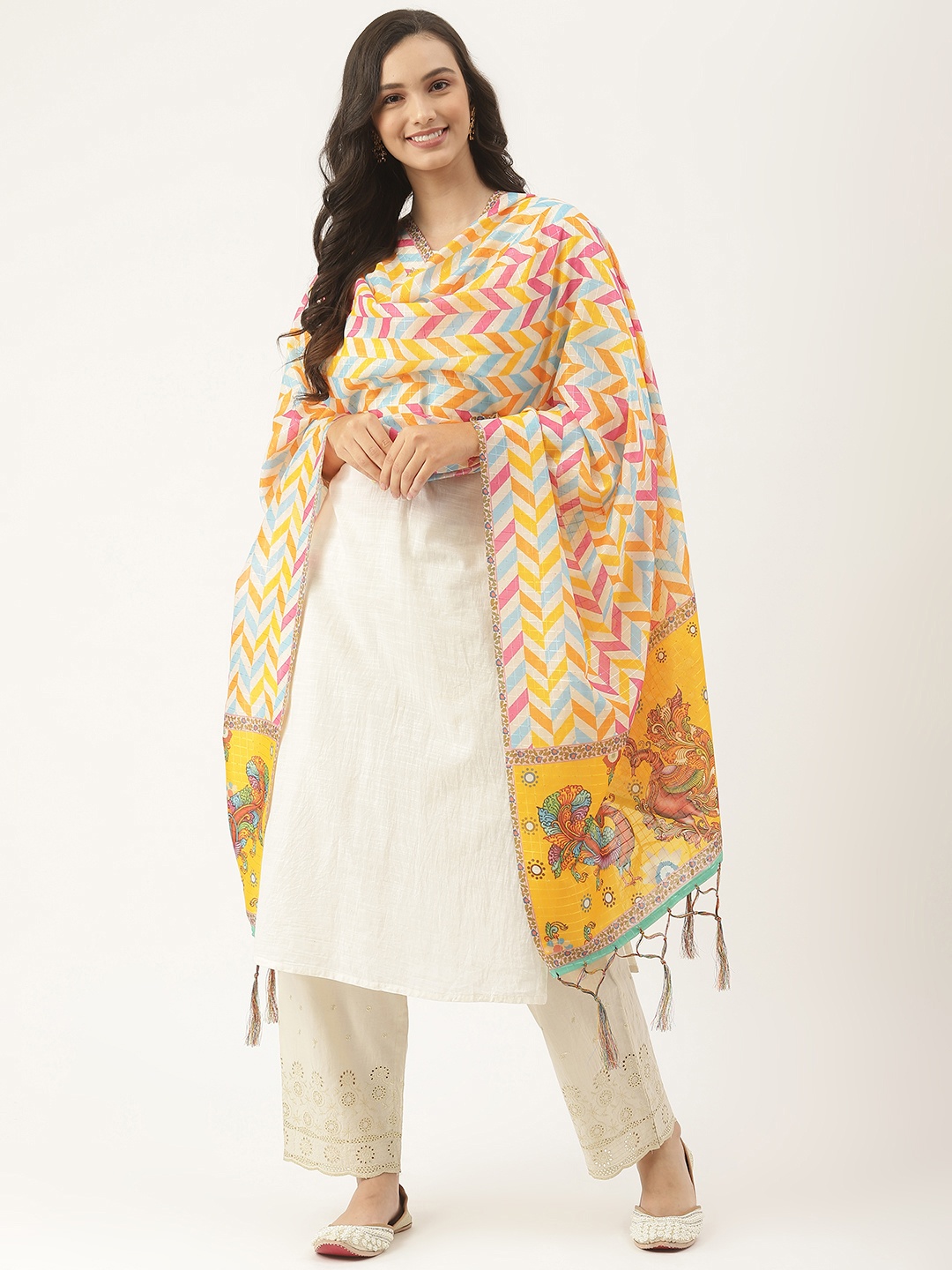 

VAABA Multicoloured Ethnic Motifs Printed Dupatta, Multi