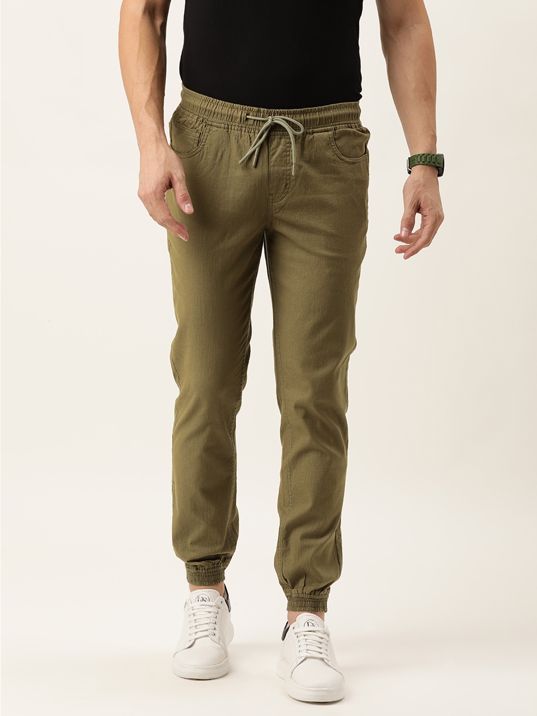 

IVOC Men Slim Fit Cotton Joggers, Olive