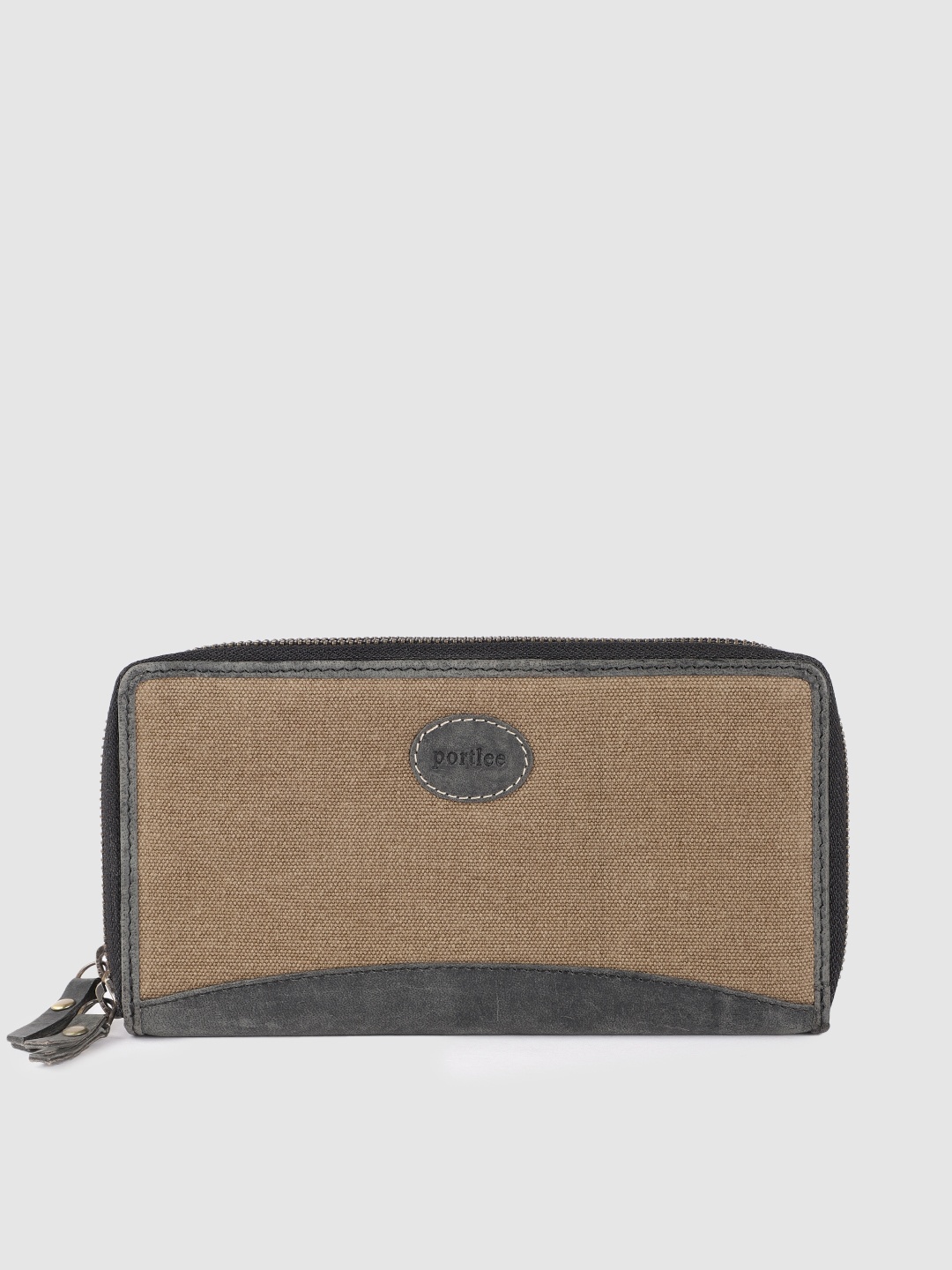 

PORTLEE Women Brown Leather Zip Around Wallet