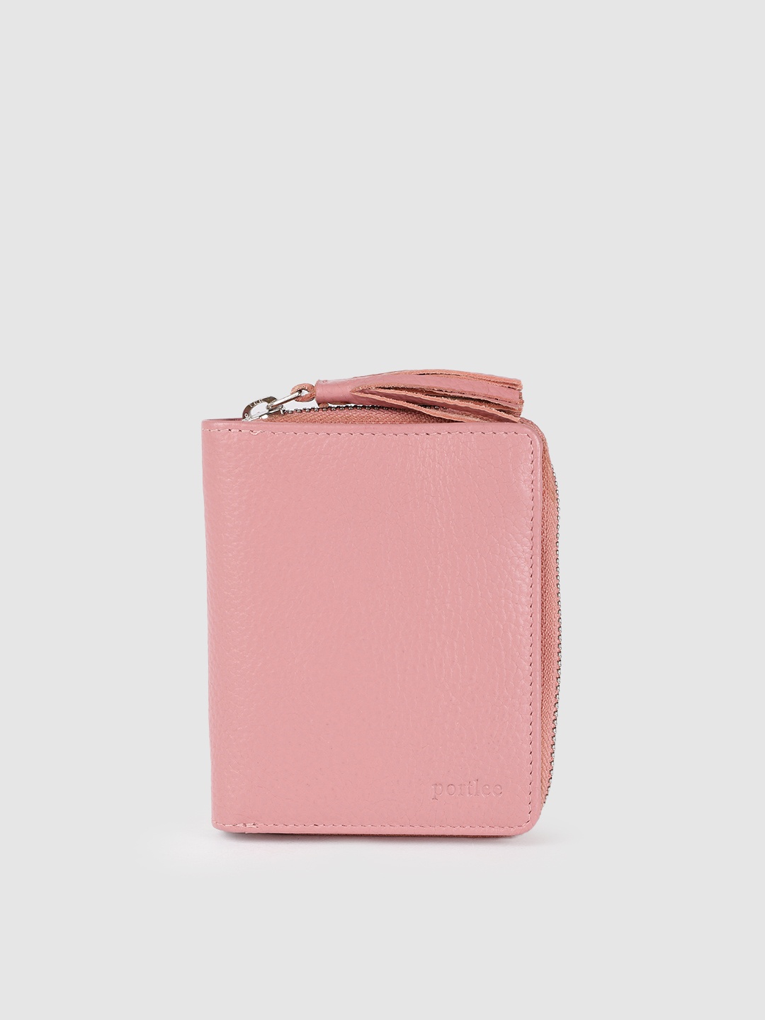 

PORTLEE Women Pink Leather Zip Around Wallet