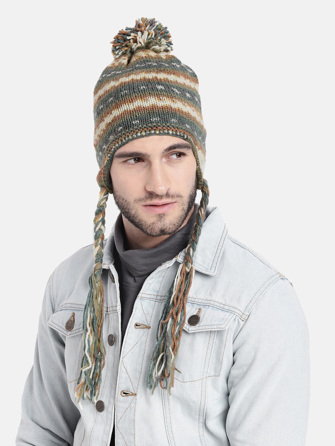 

Magic Needles Men Green & Brown Icelandic Cap