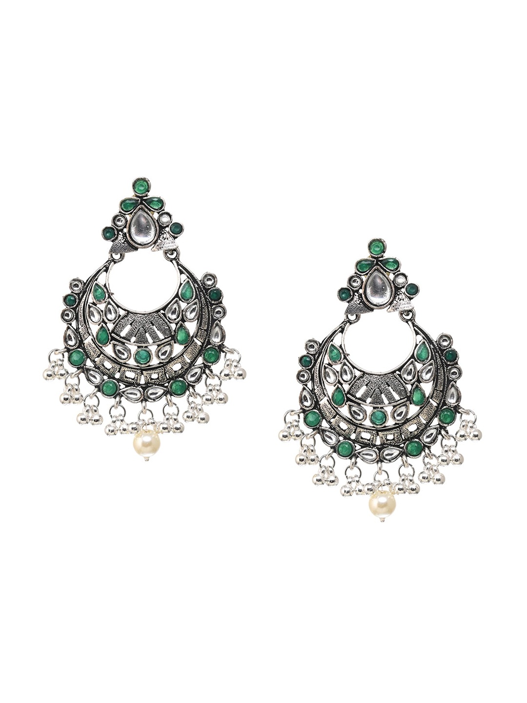 

INDYA Green Contemporary Chandbalis Earrings