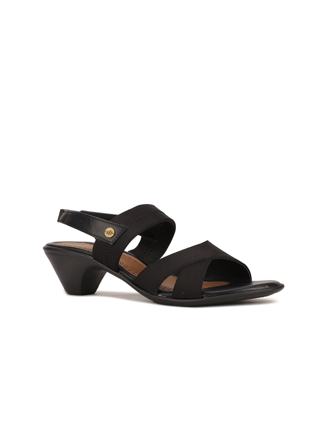 

Bata Black PU Block Sandals with Buckles