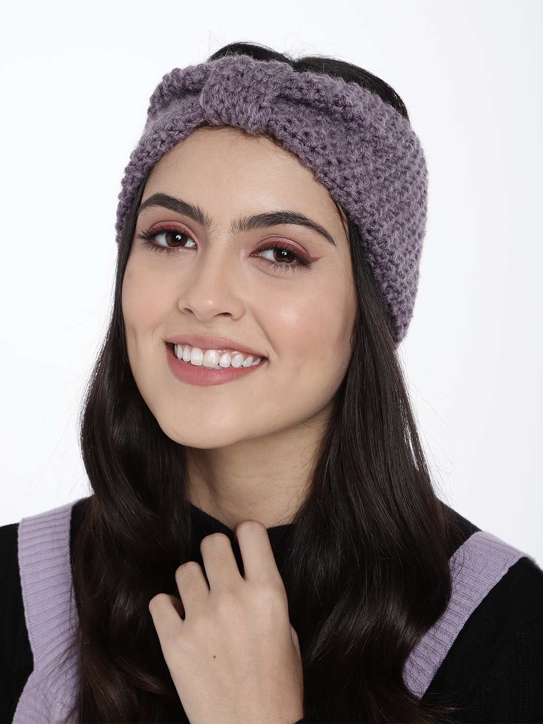 

Magic Needles Women Purple Handmade Bow Detail Bandana Headband