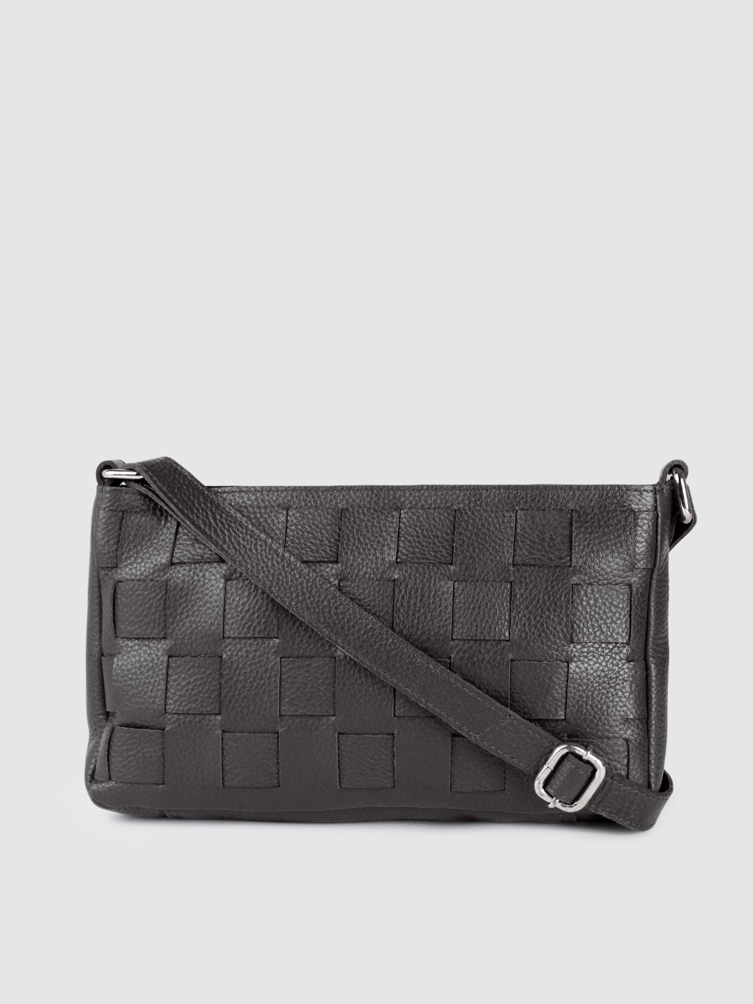 

PORTLEE Black Leather Structured Sling Bag
