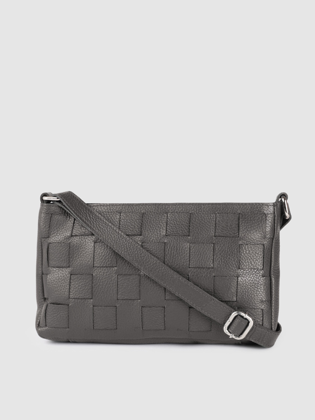 

PORTLEE Grey Leather Structured Sling Bag