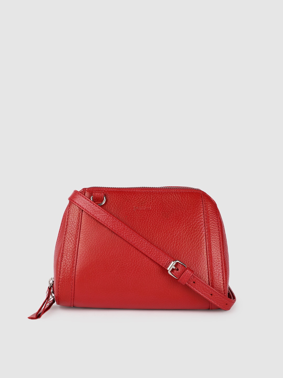 

PORTLEE Red Leather Structured Sling Bag