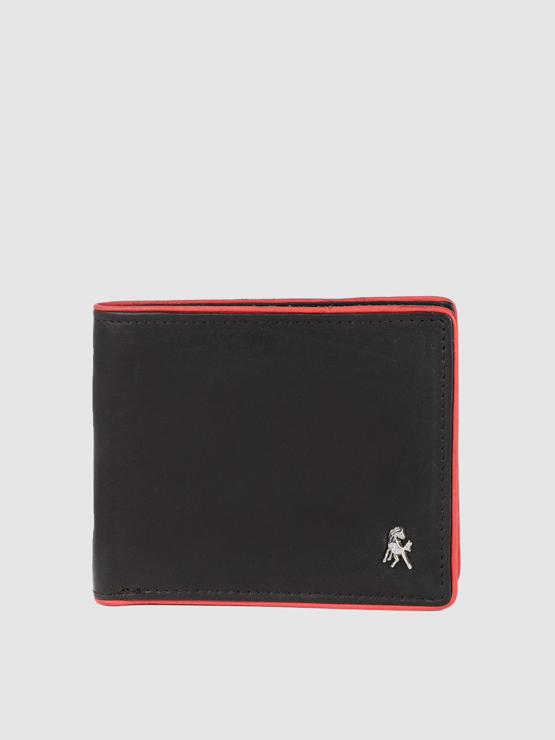 

PORTLEE Women Black Leather Two Fold Wallet