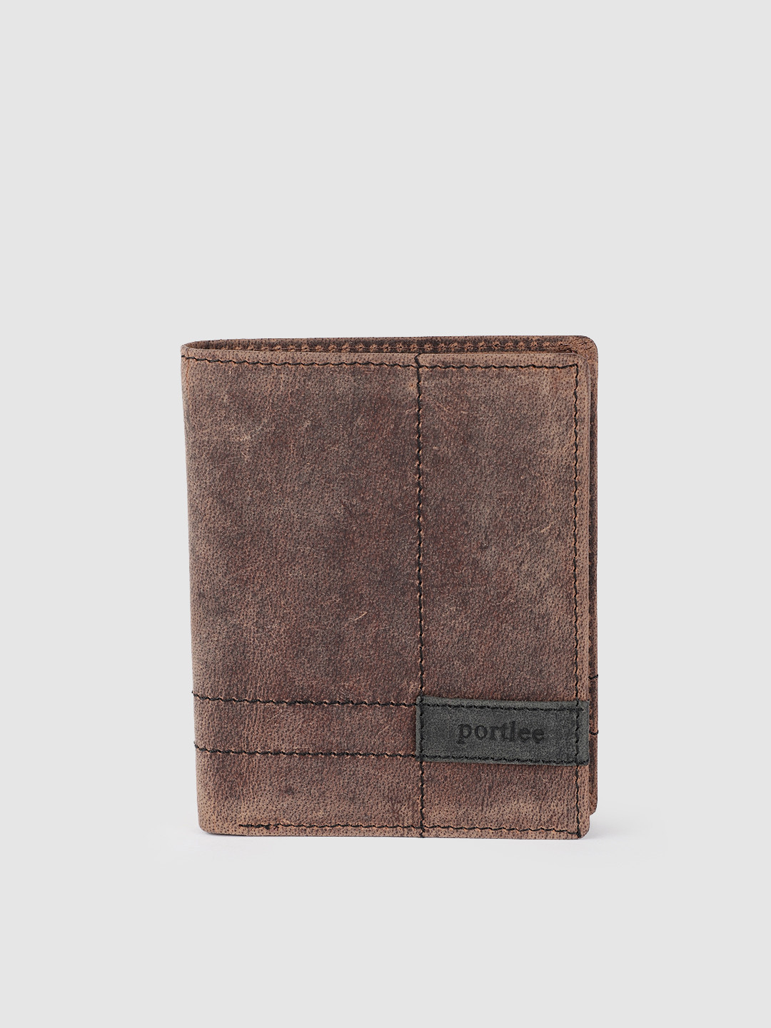 

PORTLEE Women Brown Leather Two Fold Wallet