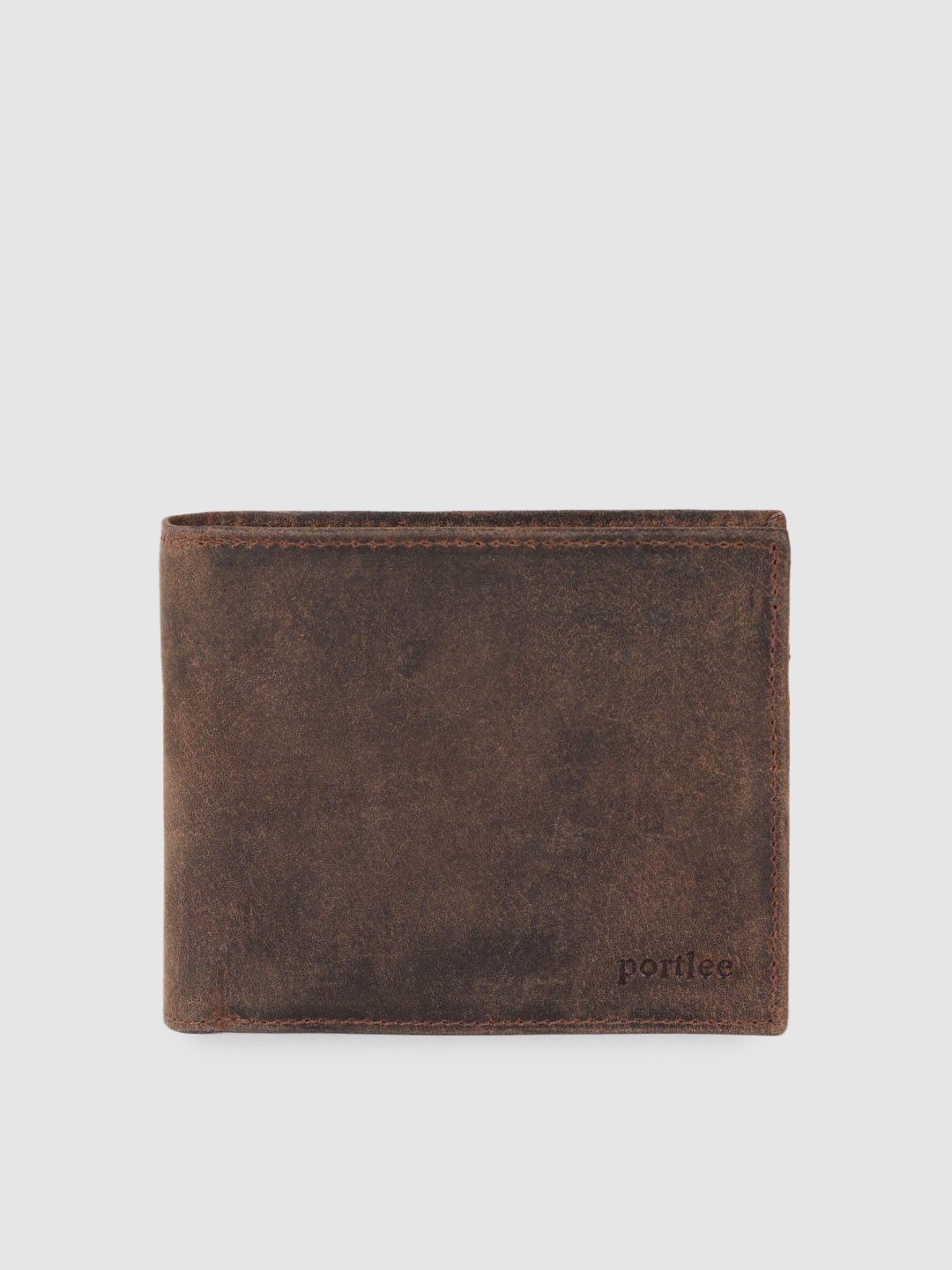 

PORTLEE Women Brown Leather Two Fold Wallet