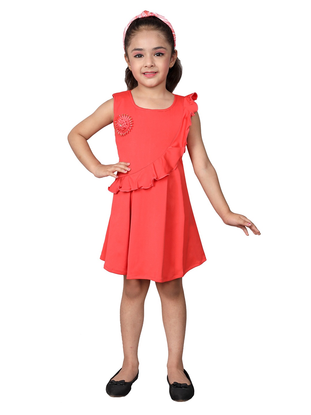 

SKY HEIGHTS Orange Scuba A-Line Dress