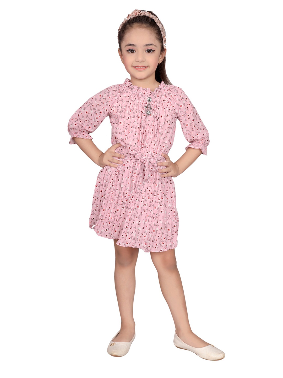 

SKY HEIGHTS Pink Floral Georgette Dress