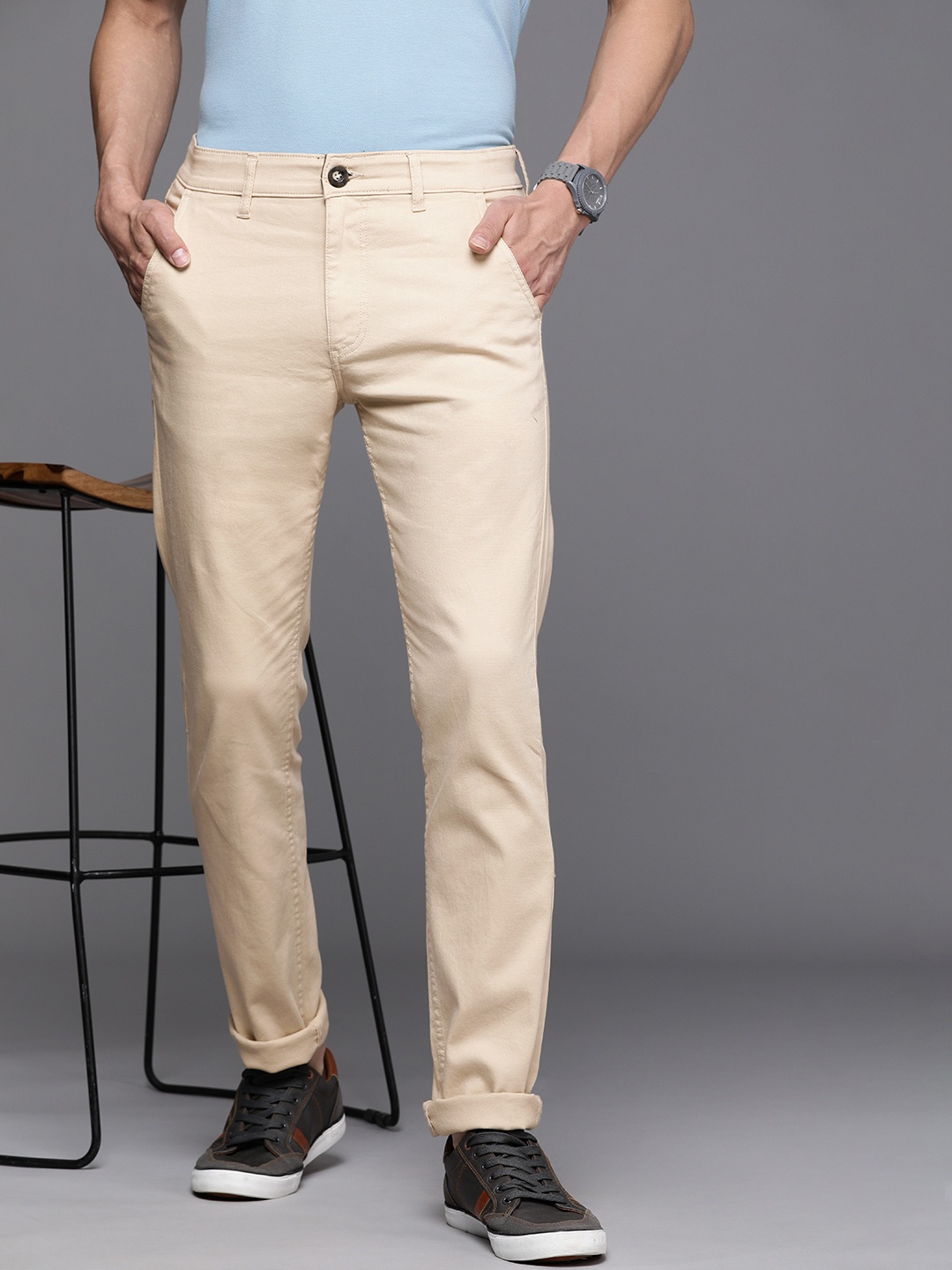 

WROGN Men Off White Slim Fit Trousers
