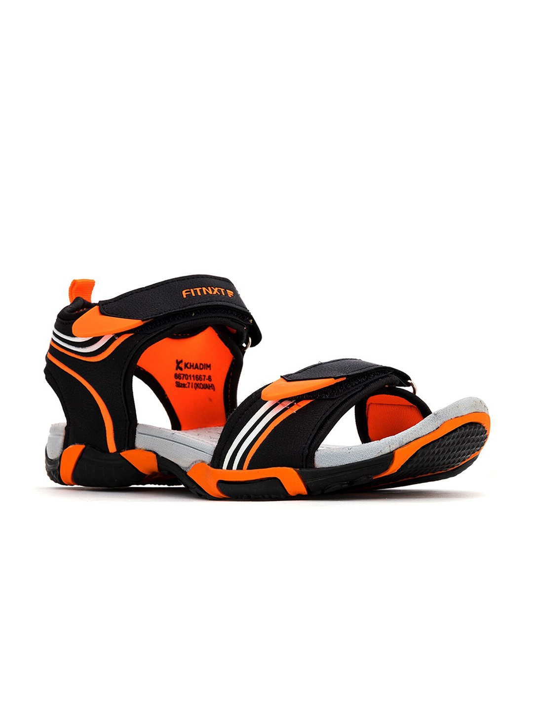 

Khadims Men Black & Orange Comfort Sandals