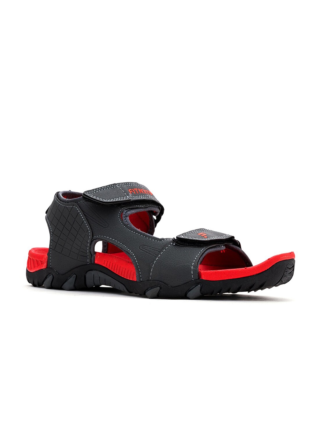 

Khadims Men Grey & Red Solid Comfort Sandals