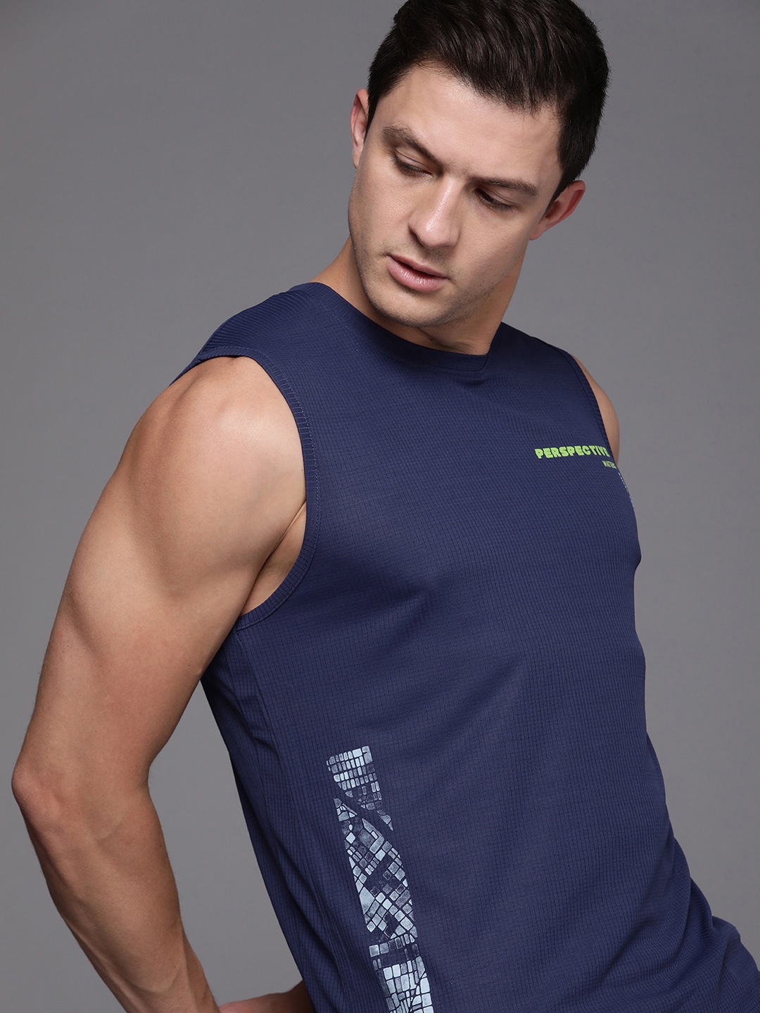 

WROGN ACTIVE Men Navy Blue Typography Printed Slim Fit T-shirt