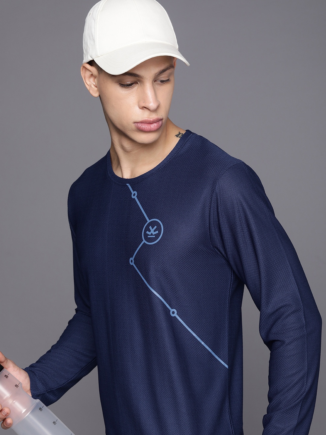 

WROGN ACTIVE Printed Dry-Pro Slim Fit Sports T-shirt, Blue