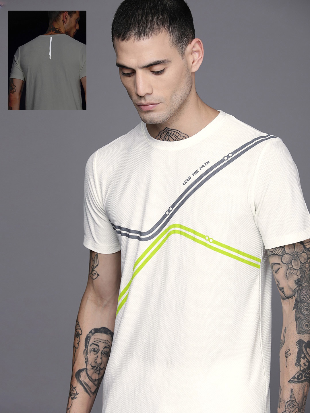 

WROGN ACTIVE Men Off White Slim Fit T-shirt with Printed Detail