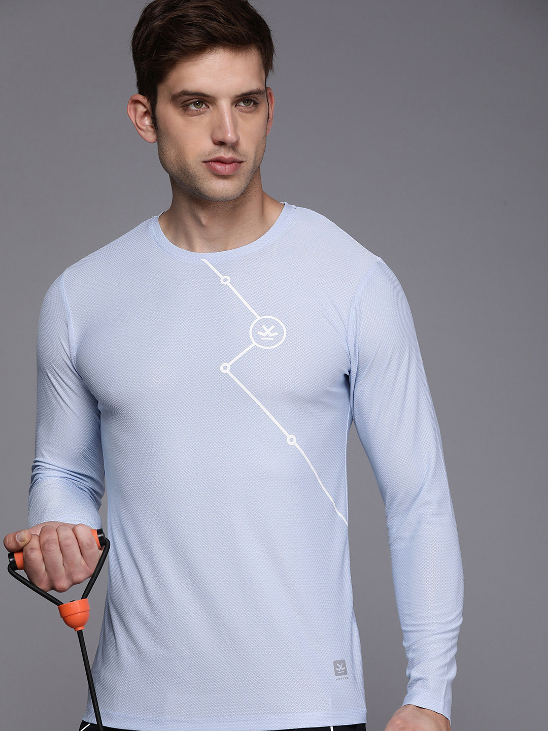 

WROGN ACTIVE Printed Dry-Pro Slim Fit Sports T-shirt, Blue