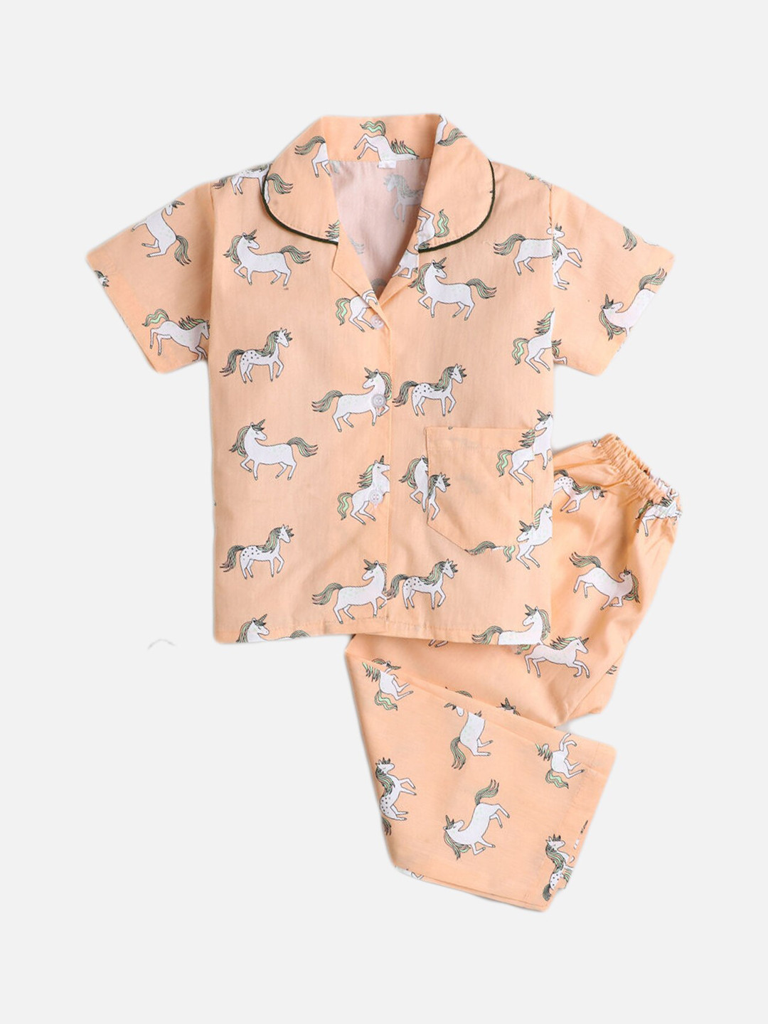 

The Magic Wand Kids Peach-Coloured Printed Cotton Night suit