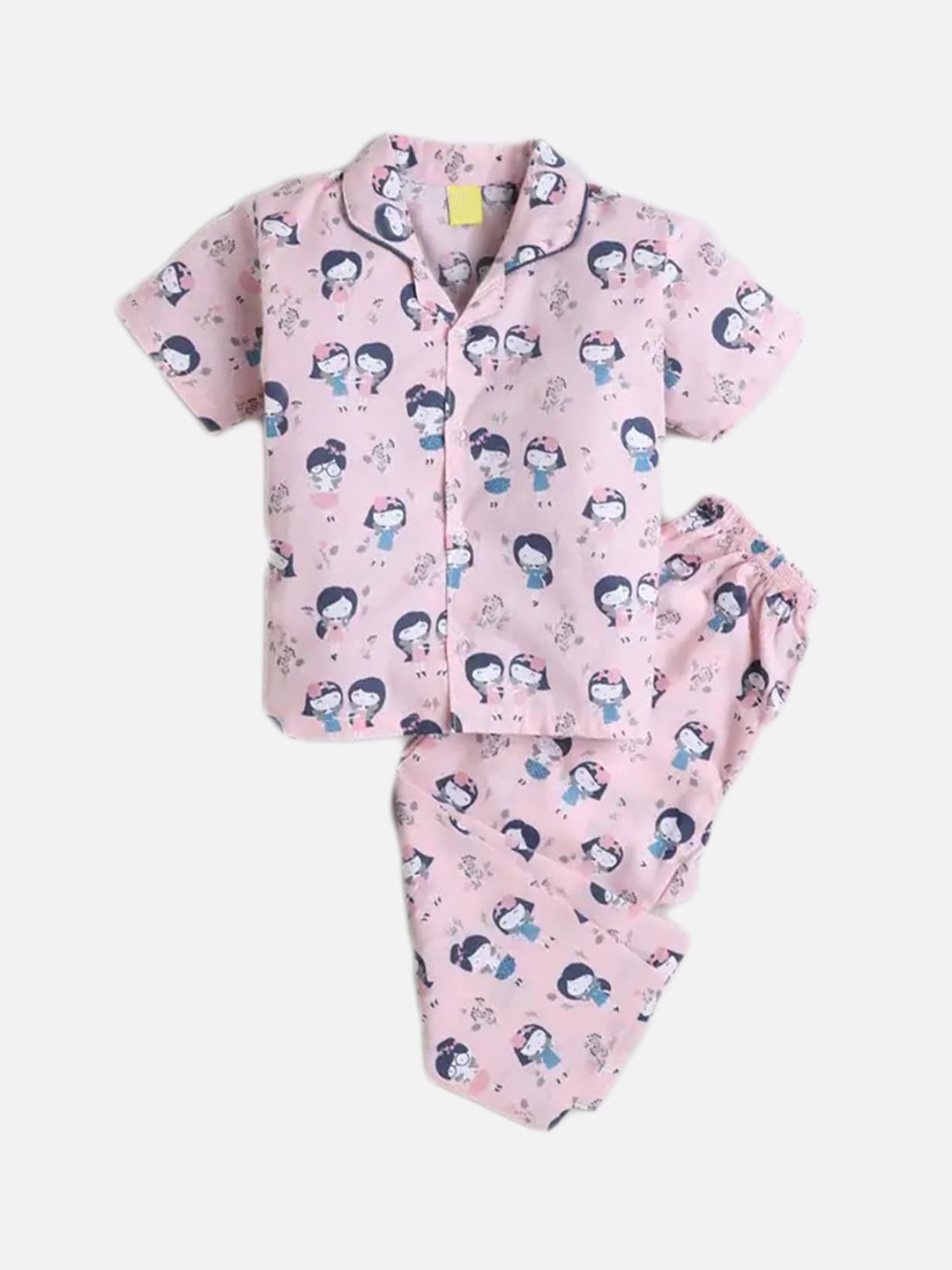 

The Magic Wand Kids Blue & Pink Printed Cotton Night Suit