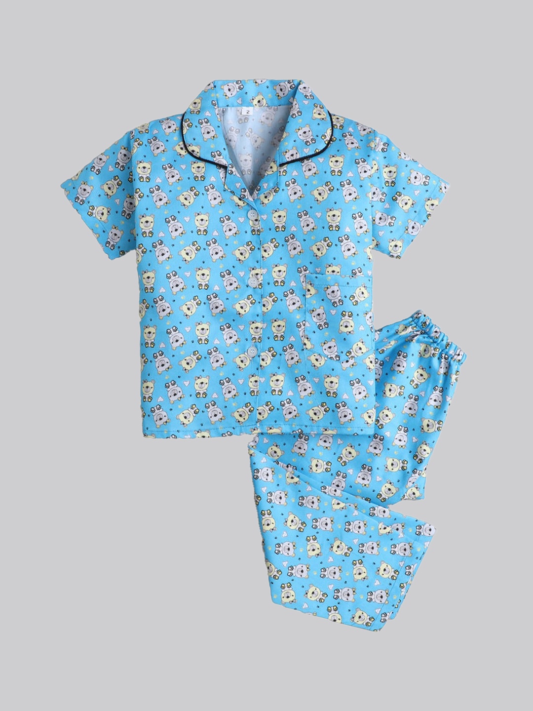 

The Magic Wand Kids Blue Printed Cotton Night suit
