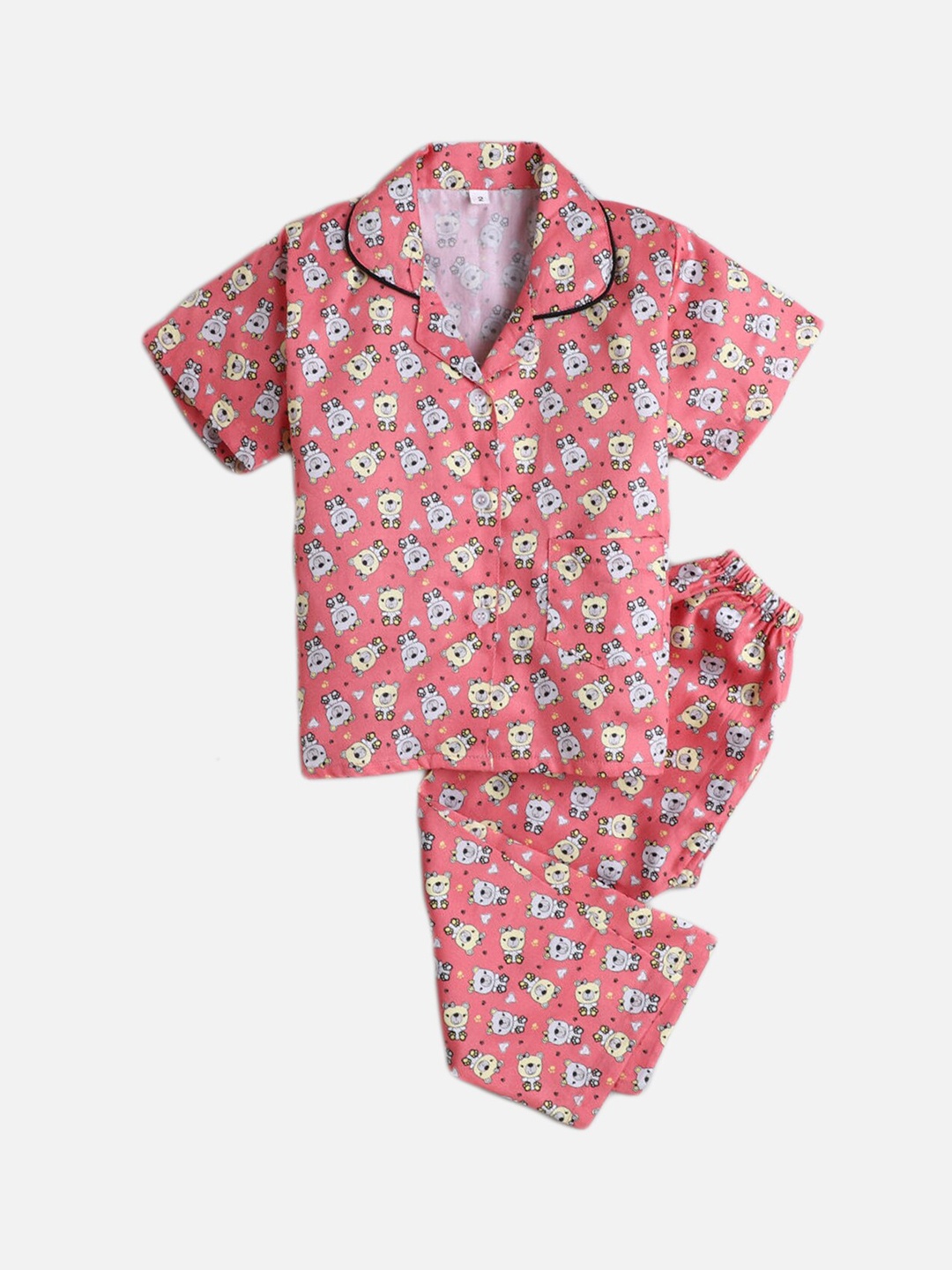 

The Magic Wand Unisex Kids Pink & White Printed Night suit