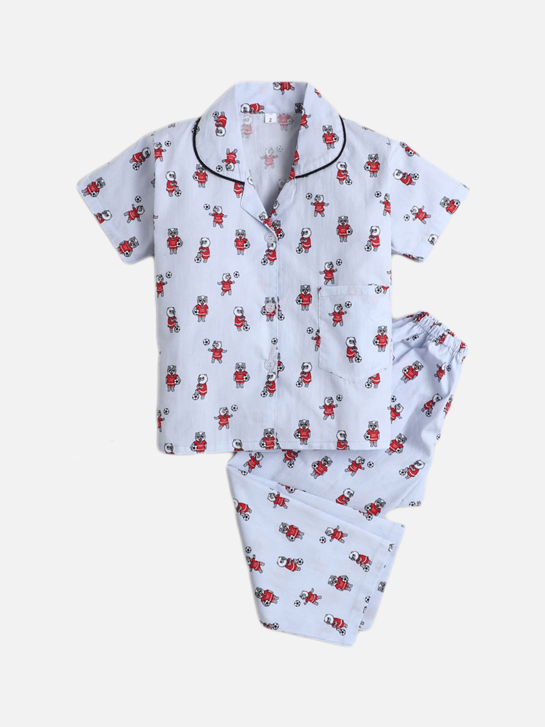 

The Magic Wand Kids Grey Graphic Print Cotton Night Suit