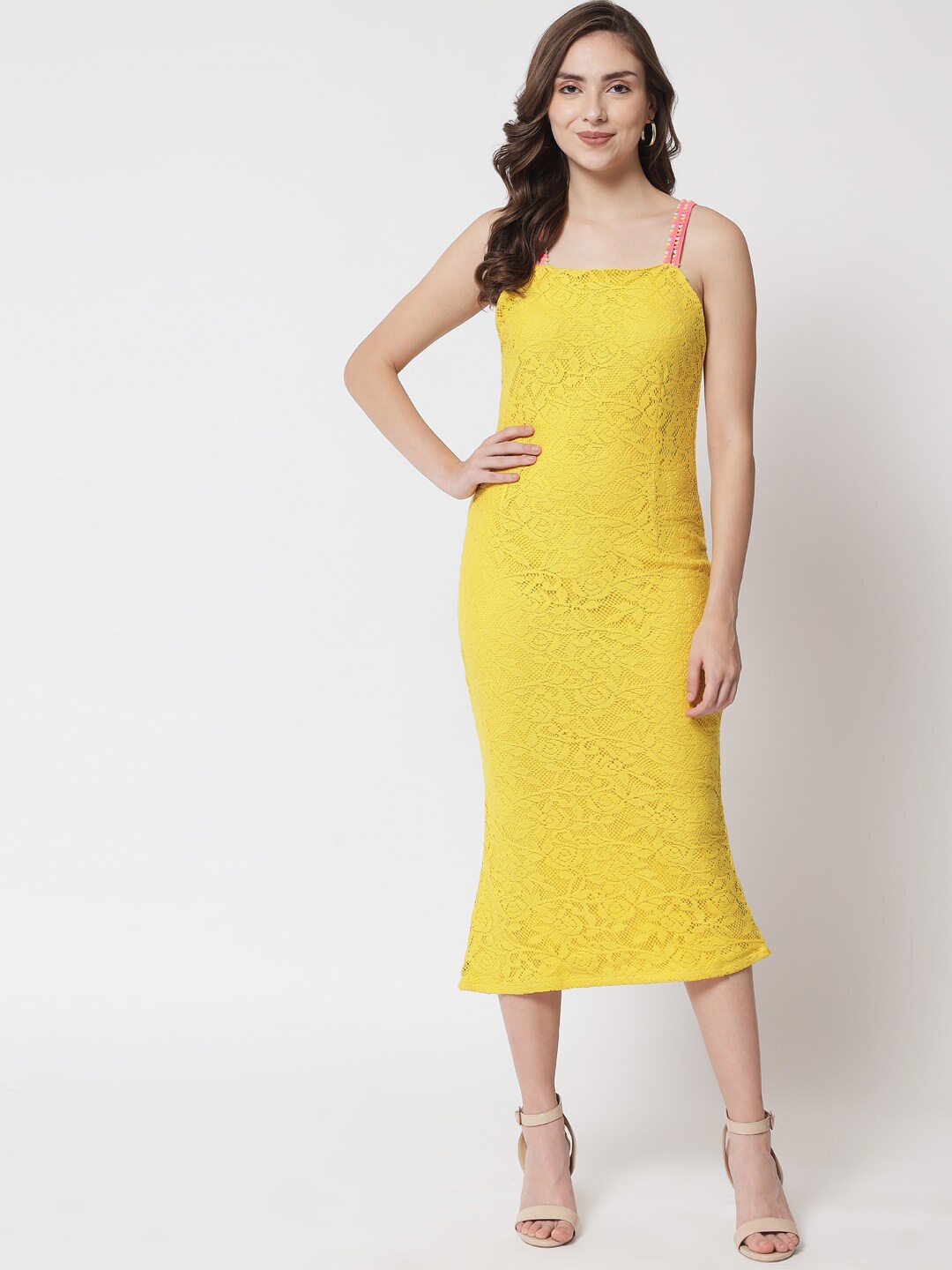 

Samshek Yellow Sheath Midi Dress