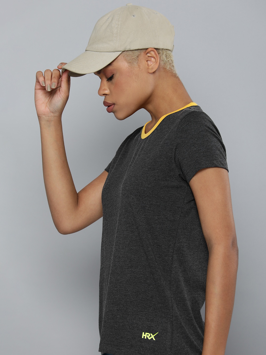 

HRX by Hrithik Roshan Women Charcoal Grey Brand Logo Print Detail T-shirt