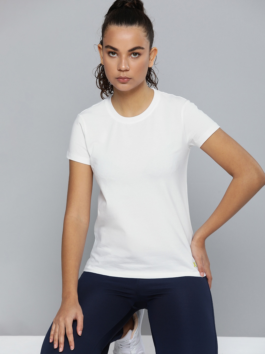 

HRX by Hrithik Roshan Women White Solid T-shirt