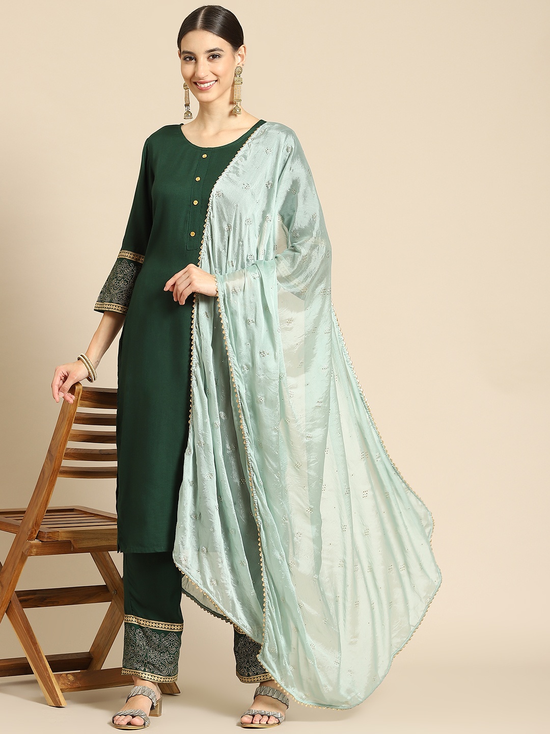 

Saadgi Blue & Golden Mukaish HandWork Gotta Patti Dupatta