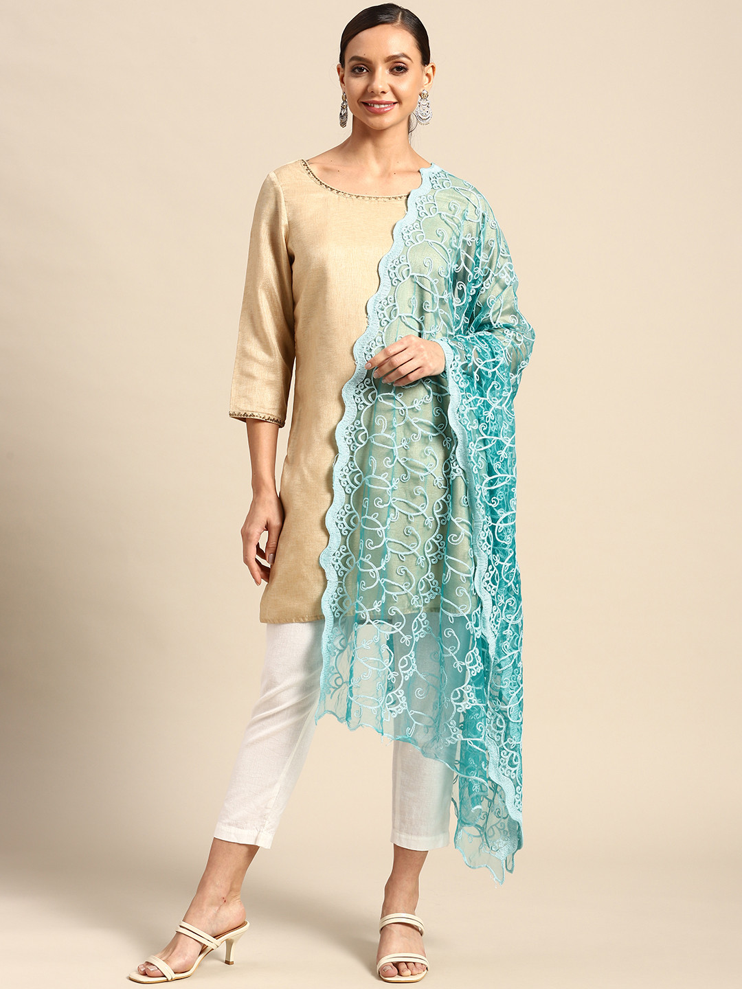 

Saadgi Blue Chikankari Embroidered Dupatta