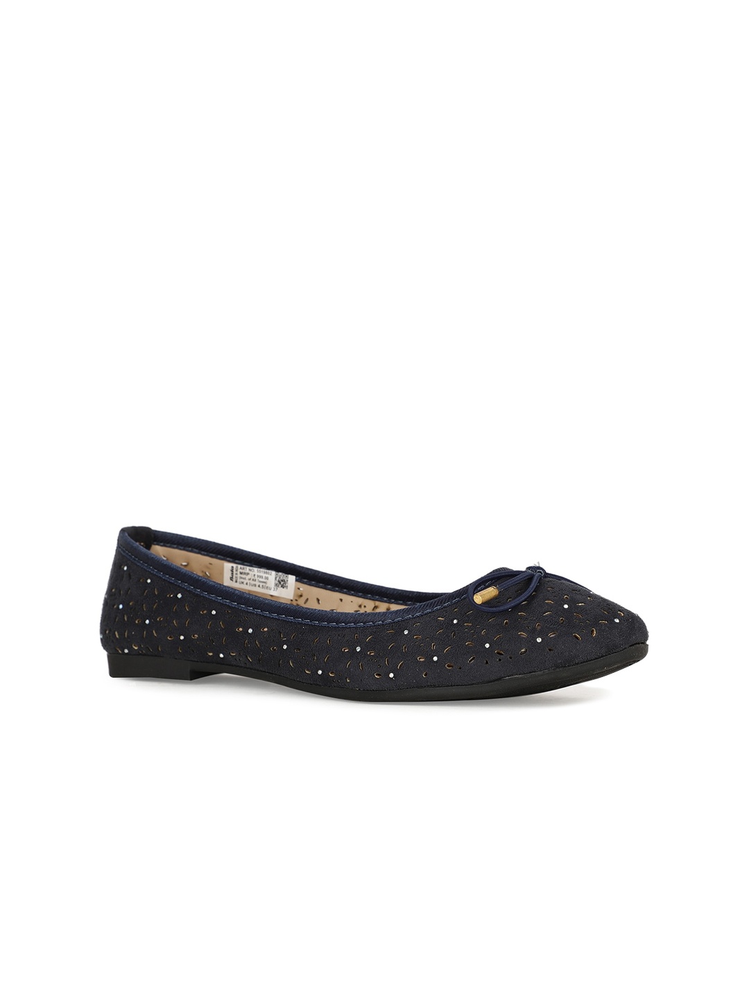 

Bata Women Blue Embellished Ballerinas with Laser Cuts Flats