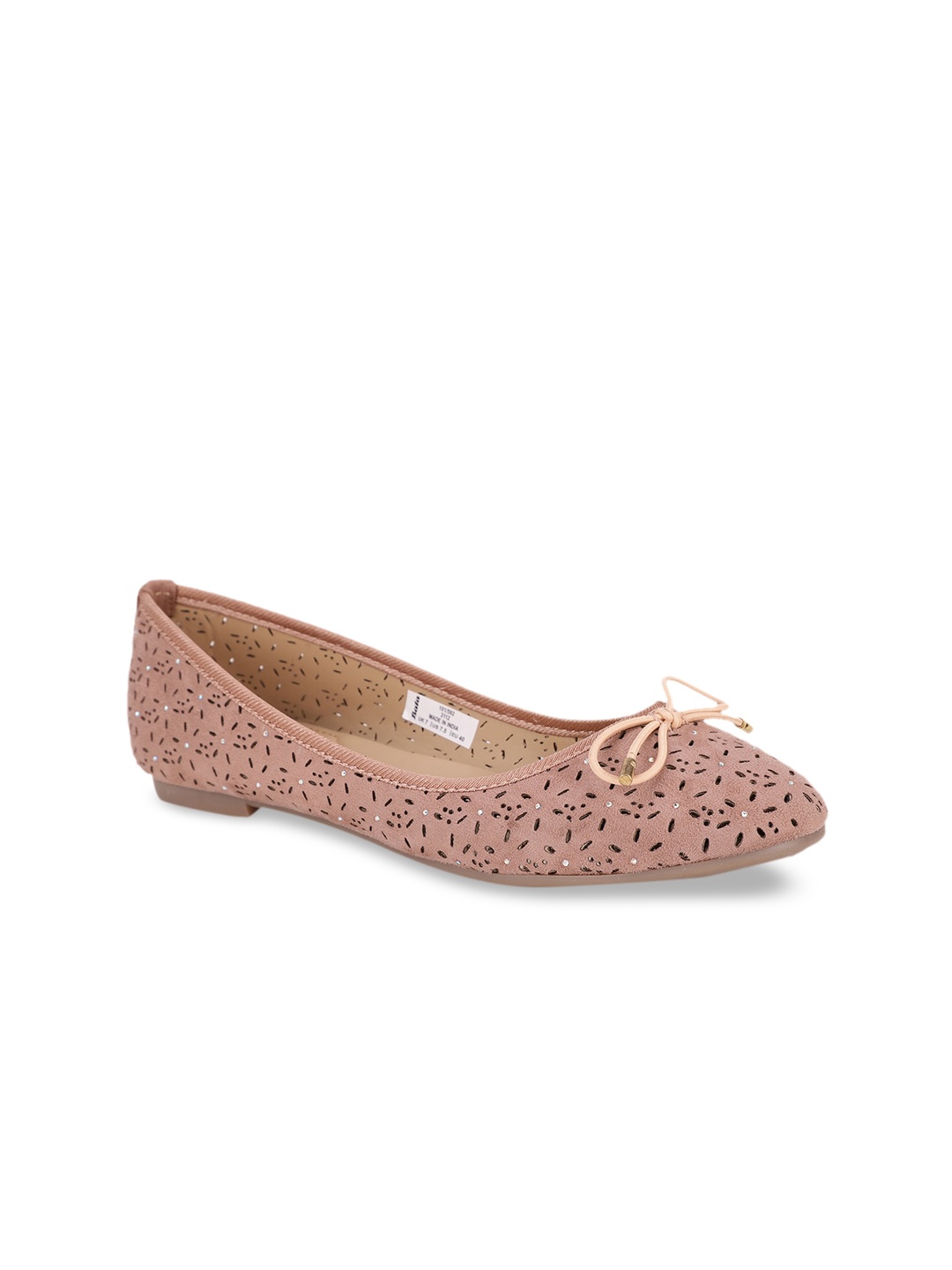 

Bata Women Pink Ballerinas with Laser Cuts Flats