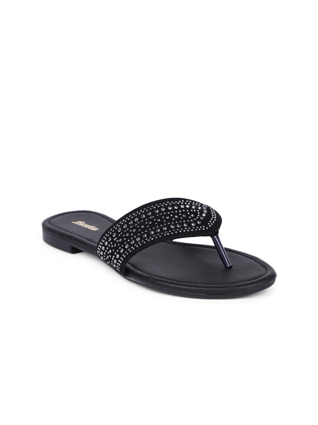

Bata Women Black Embellished Open Toe Flats