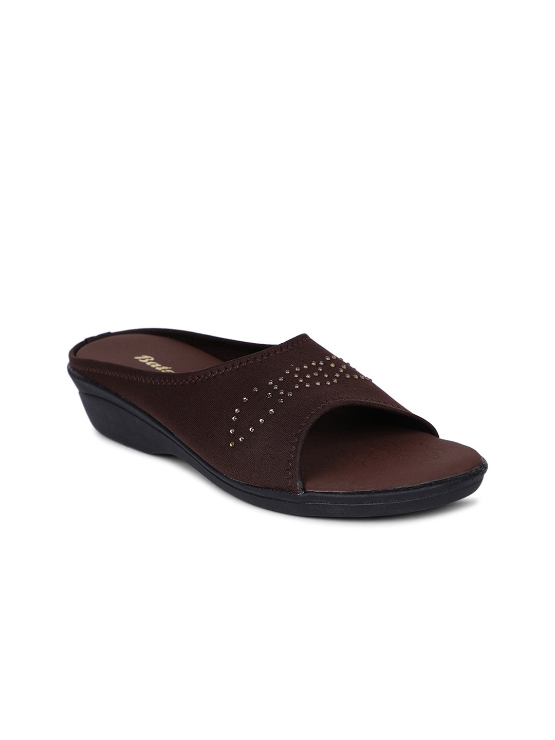

Bata Women Brown Embellished Open Toe Flats