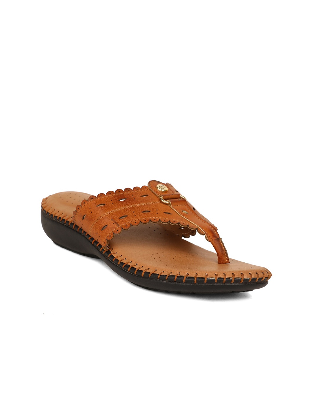 

Bata comfit Women Brown T-Strap Flats with Laser Cuts